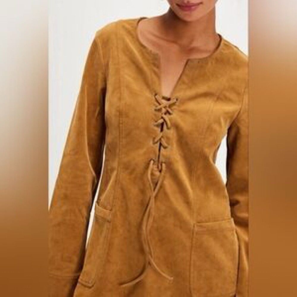 Free People Bradley Faux Suede Mini Dress in Tan- Size  Small Petite - NWOT - Picture 14 of 16